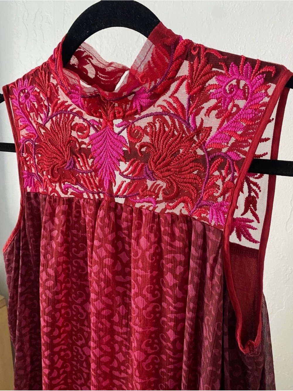 Niki Tlanapan Anthropologie Amara Embroidered Yoke High Neck Trapeze Dress 12 - Picture 5 of 6